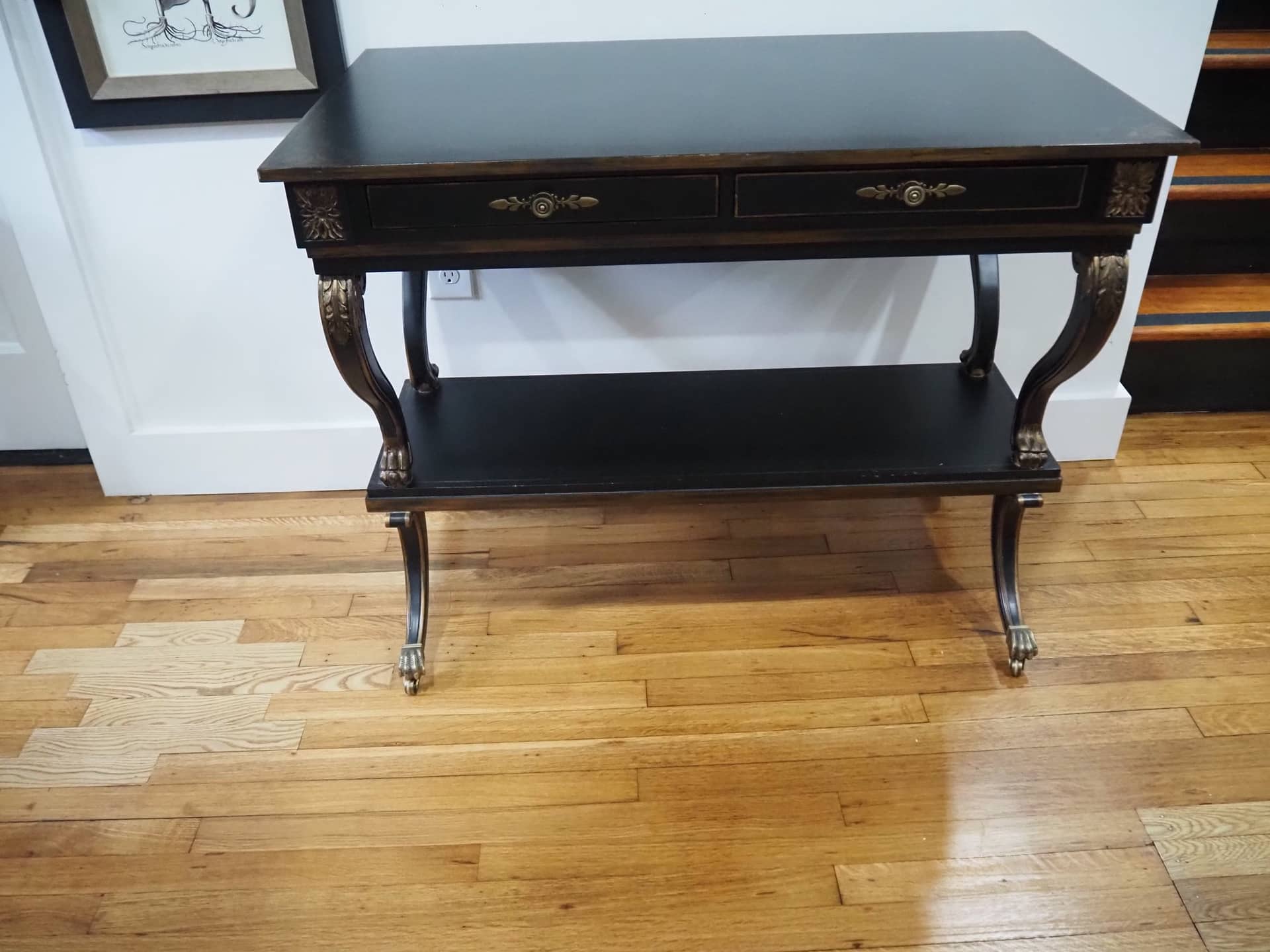 VINTAGE HICKORY CHAIR BLACK ACCENT TABLE photo 1
